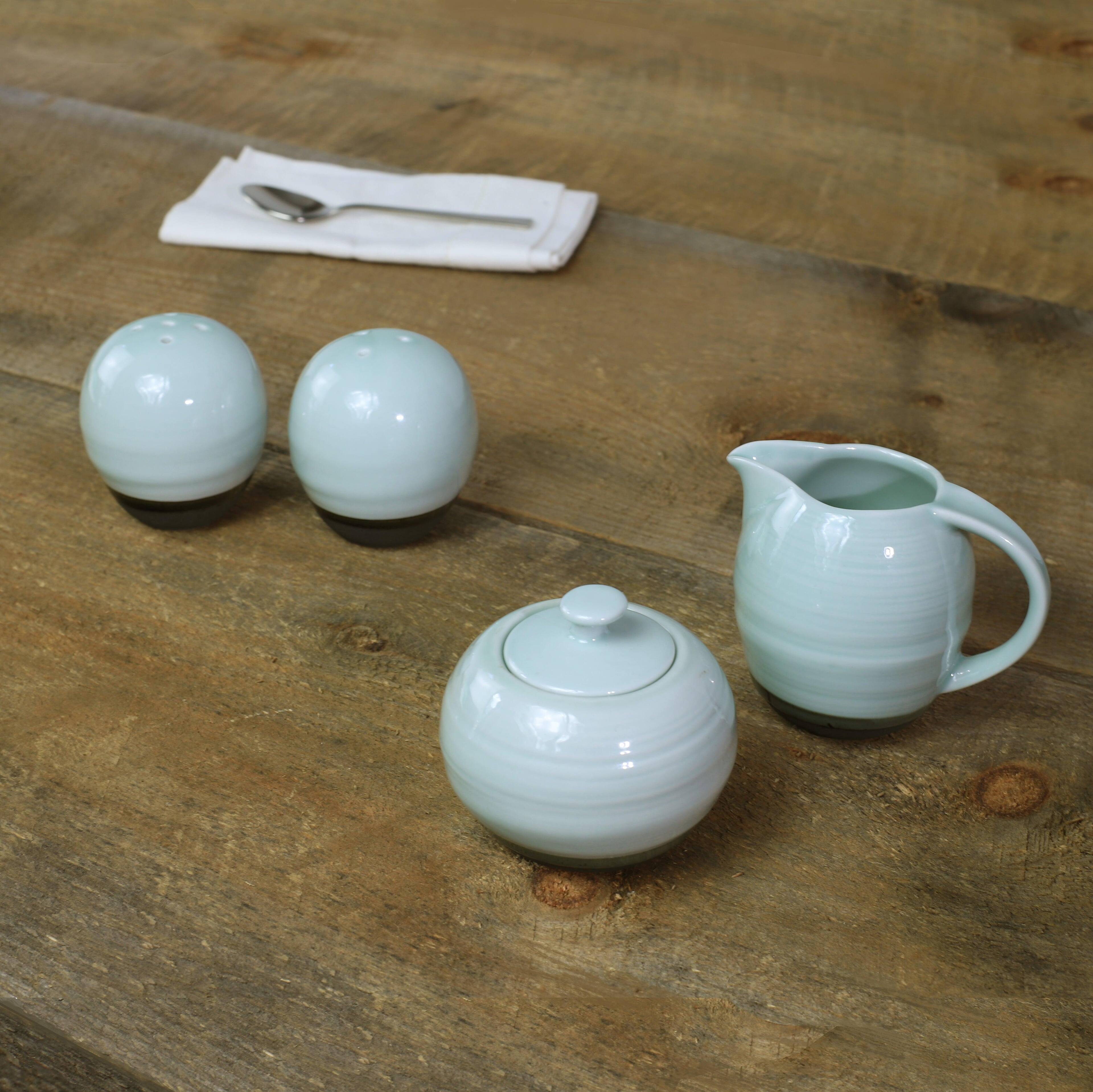 Left. Euro Ceramica Home - Diana 4-Piece Accessory Set - tint; gray.