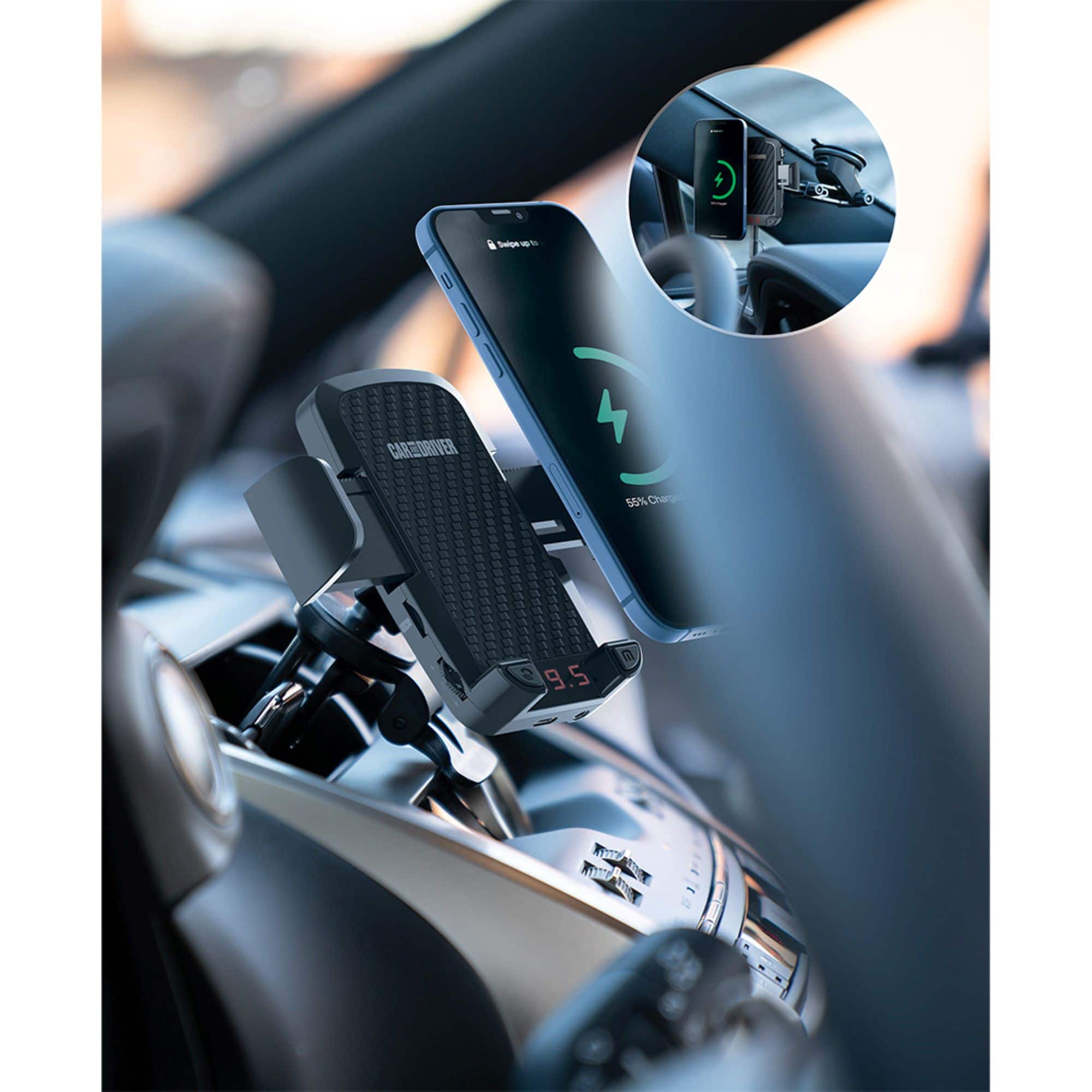 Car and Driver - FM Transmitter Phone Mounting Kit - Black