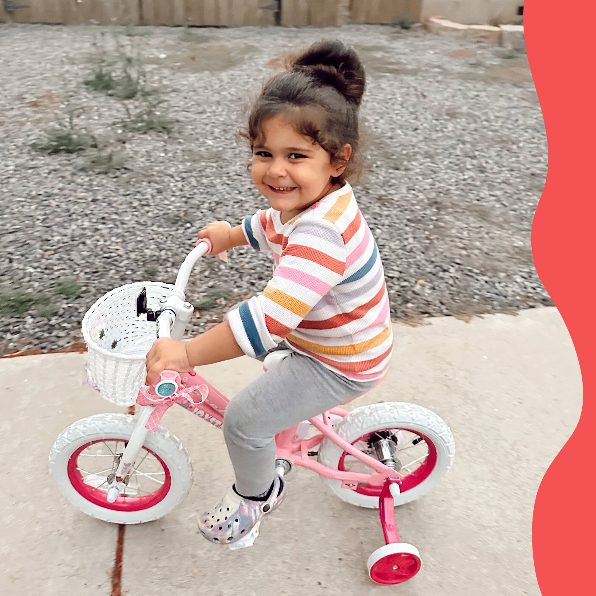Angle. JOYSTAR - JOYSTAR Angel Kids Bike for Toddlers Ages 3-5, Child's Bicycle with Training Wheels Basket for Girl Boy  14" Cute Pink - Cute Pink.