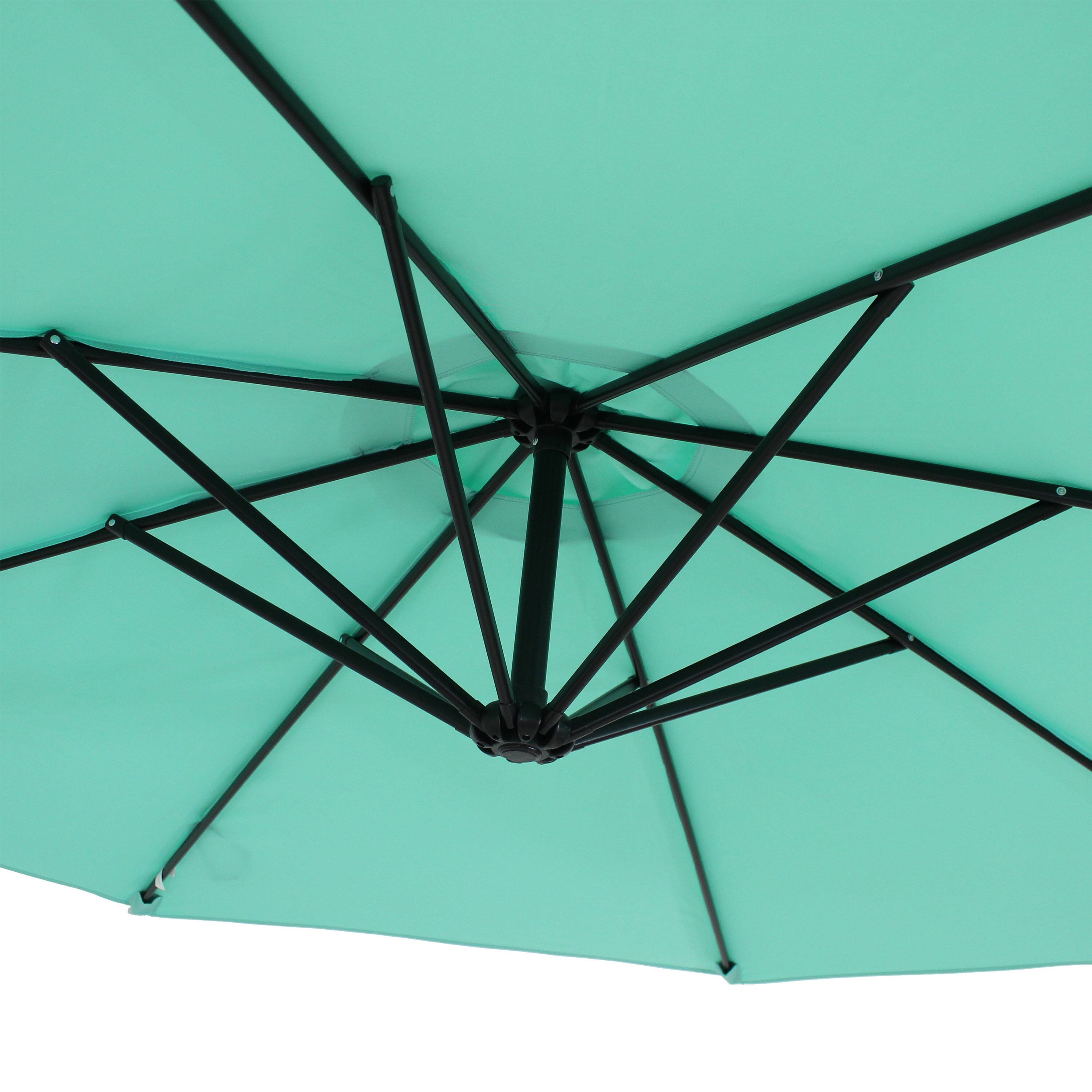 Alt View 7. Sunnydaze - 9.5 ft Cantilever Offset Patio Umbrella with Crank - Seafoam.