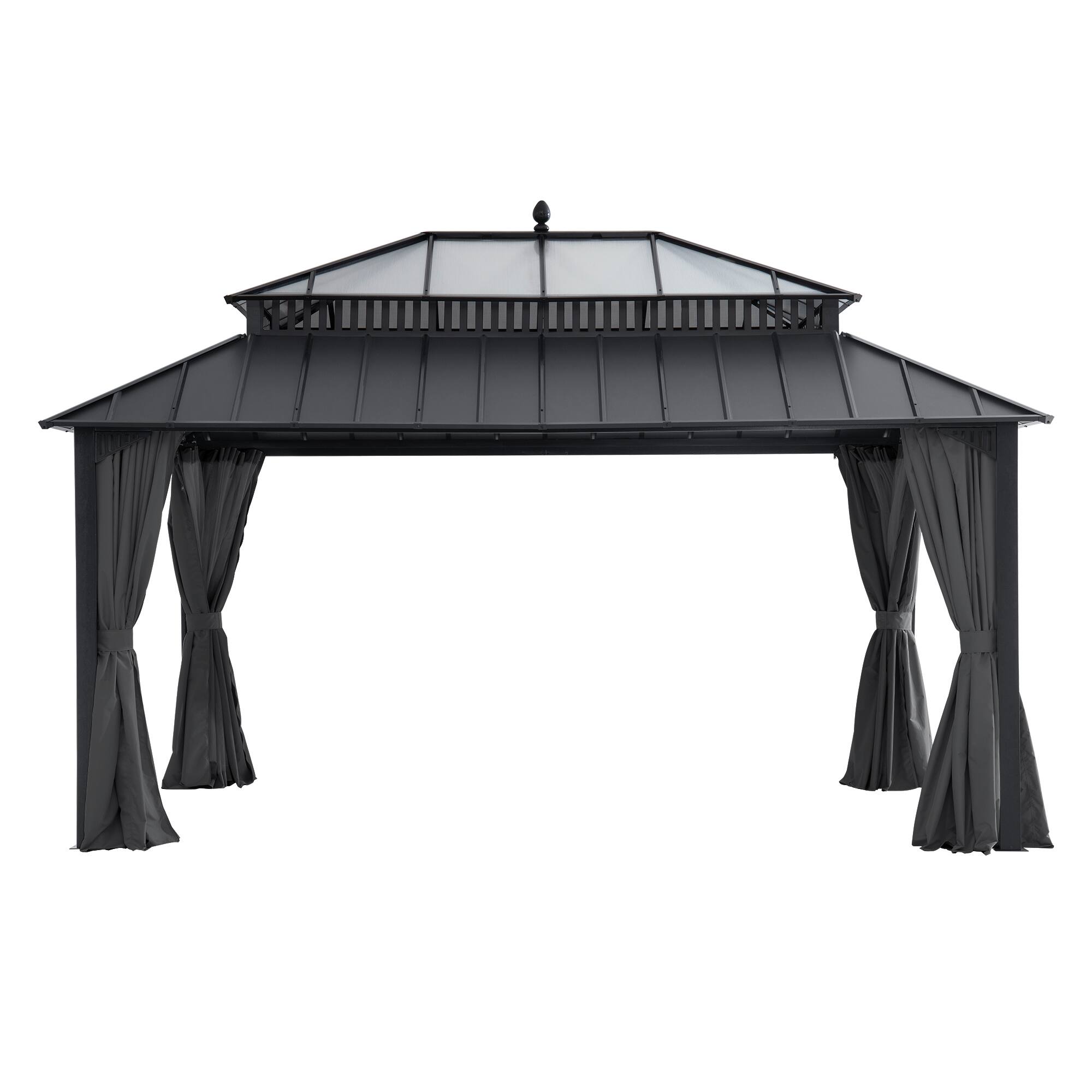 Angle. SUNJOY - 16X12 Kingston PC Top Rectangular Gazebo Grey.