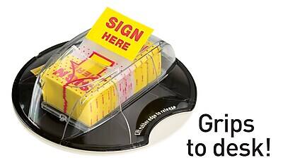 SIGN HERE  
Grips to desk!