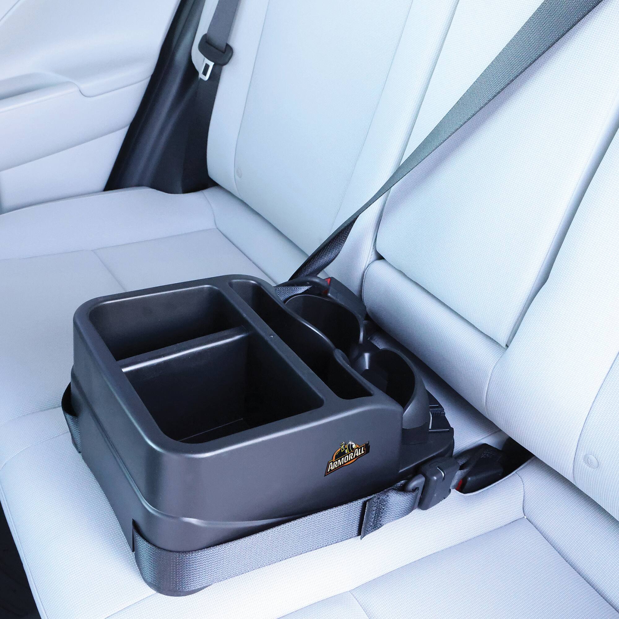 Alt View 1. Armor All - Armor All Car Console Organizer, Car Seat Organizer with 2 Adjustable Cup Holders, 3 Large Storage Compartments - Black.