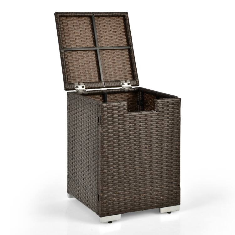 Alt View 4. Mondawe - 2-in-1 Patio Rattan Gas Propane Tank Cover for 20 lbs Propane Tanks - Brown.