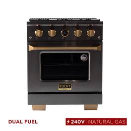 30 in. 4.2 cu. ft. Dual Fuel Range, 4 Burners, NG, Titanium SS, Kucht Horus Thermostat - Gemstone