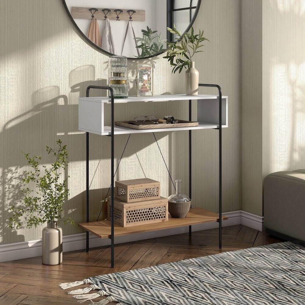 Alt View 3. Furniture of America - Shaye White 2-Shelf Wood Console Table - White.