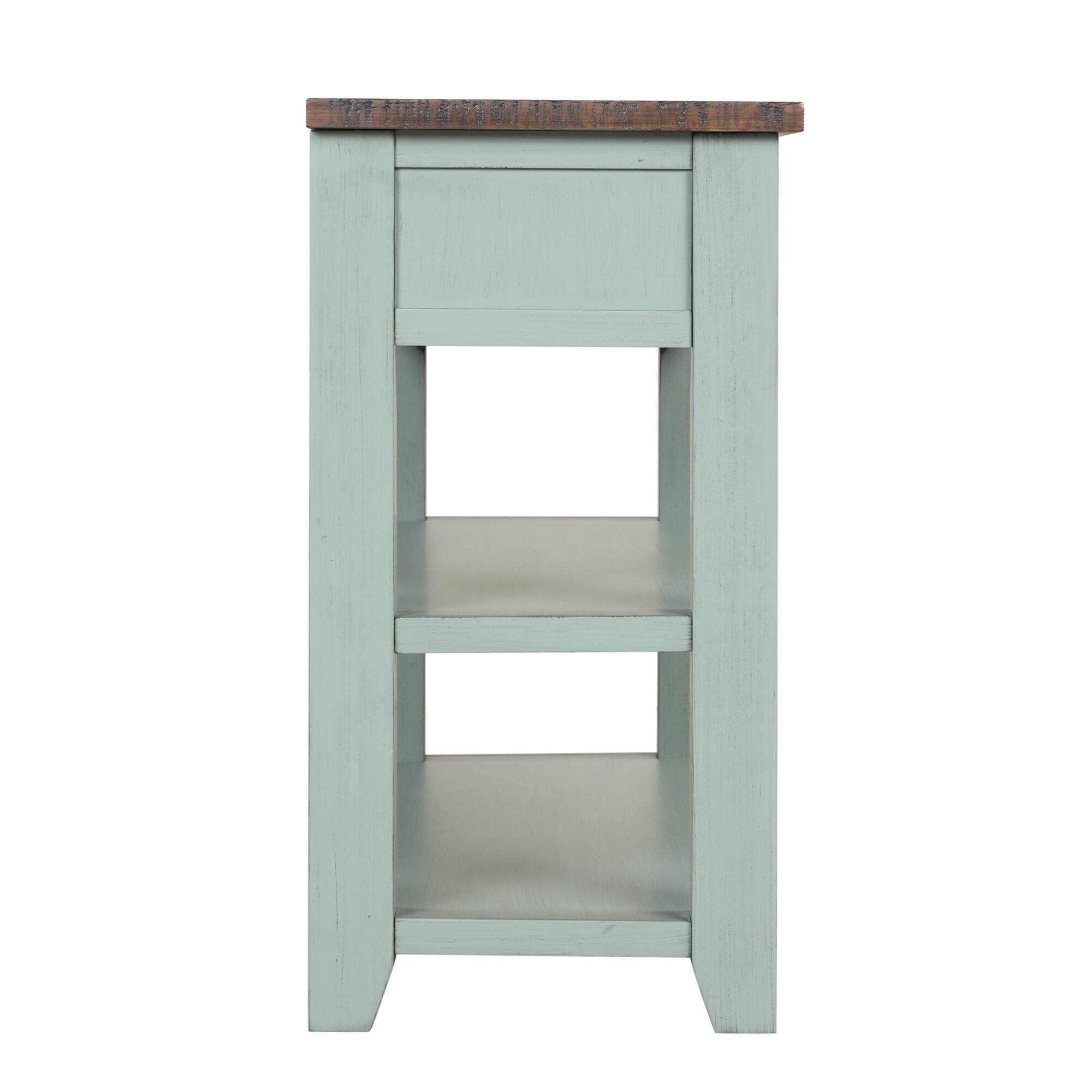 Alt View 2. GOODSILO - Solid Wood Console Table with Storage Drawers and Shelves for Entryway, Living Room, or Bedroom - Retro Blue.