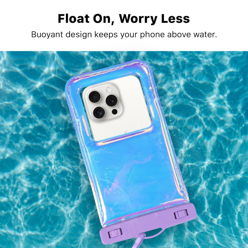 Float On, Worry Less. Buoyant design keeps your phone above water.