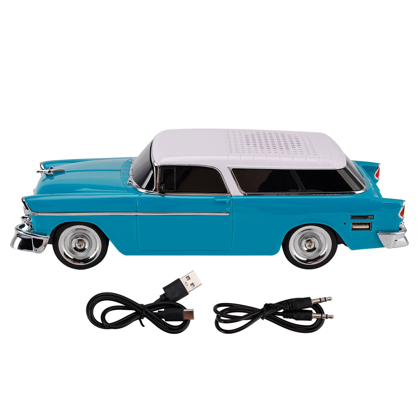 Alt View 8. Topteng - Retro Car Bluetooth Speaker – Dual Speakers, TWS, FM Radio & LED Party Lights - Green.