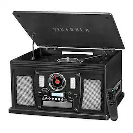 Victrola - Navigator 8-in-1 Classic Bluetooth Record Player with Turntable - Black