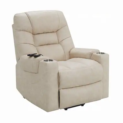 Front. Manhattan Lane - Aira Power Recliner Lift Chair with Heating Massage, Gray Faux Leather - Gray.