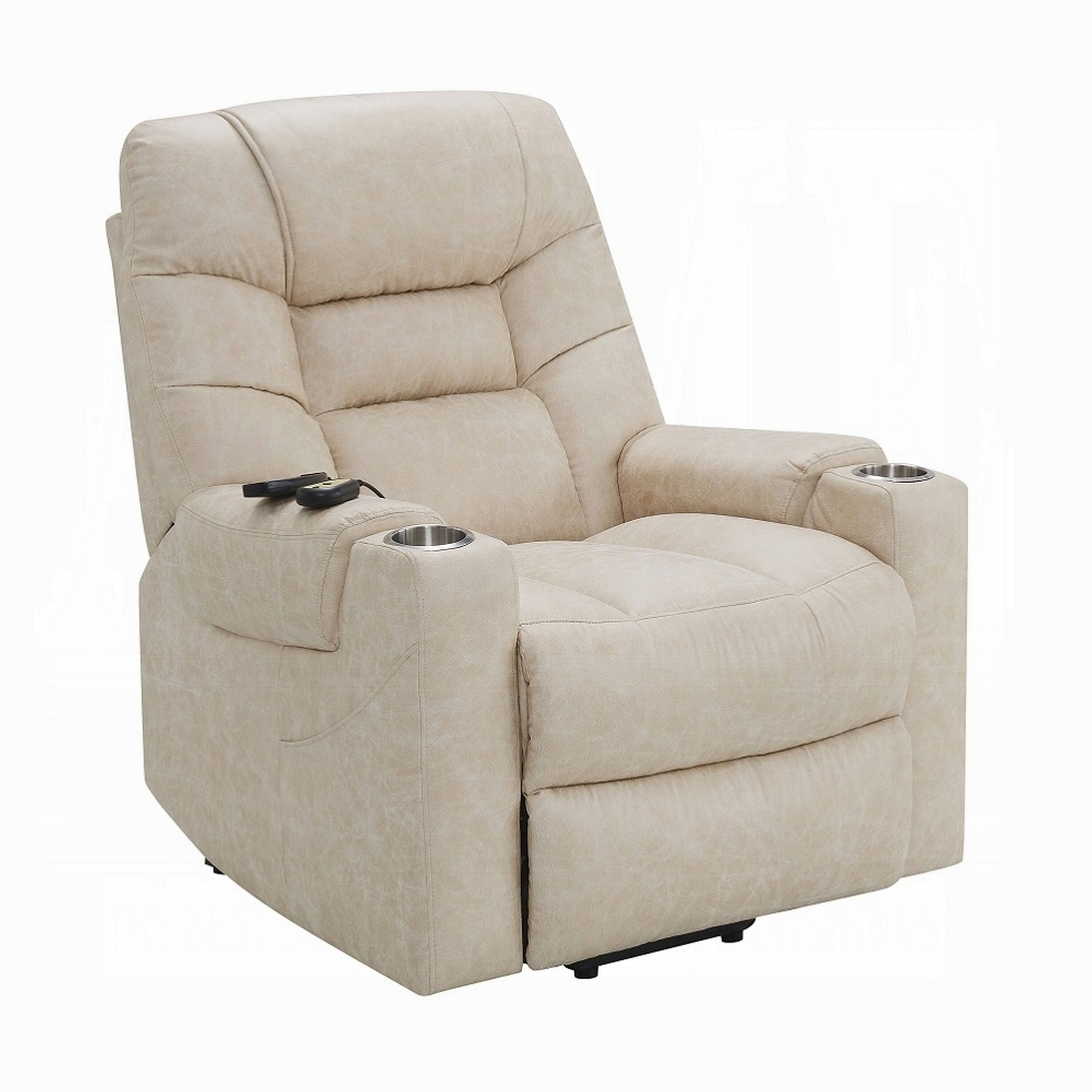 Front. Manhattan Lane - Aira Power Recliner Lift Chair with Heating Massage, Gray Faux Leather - Gray.
