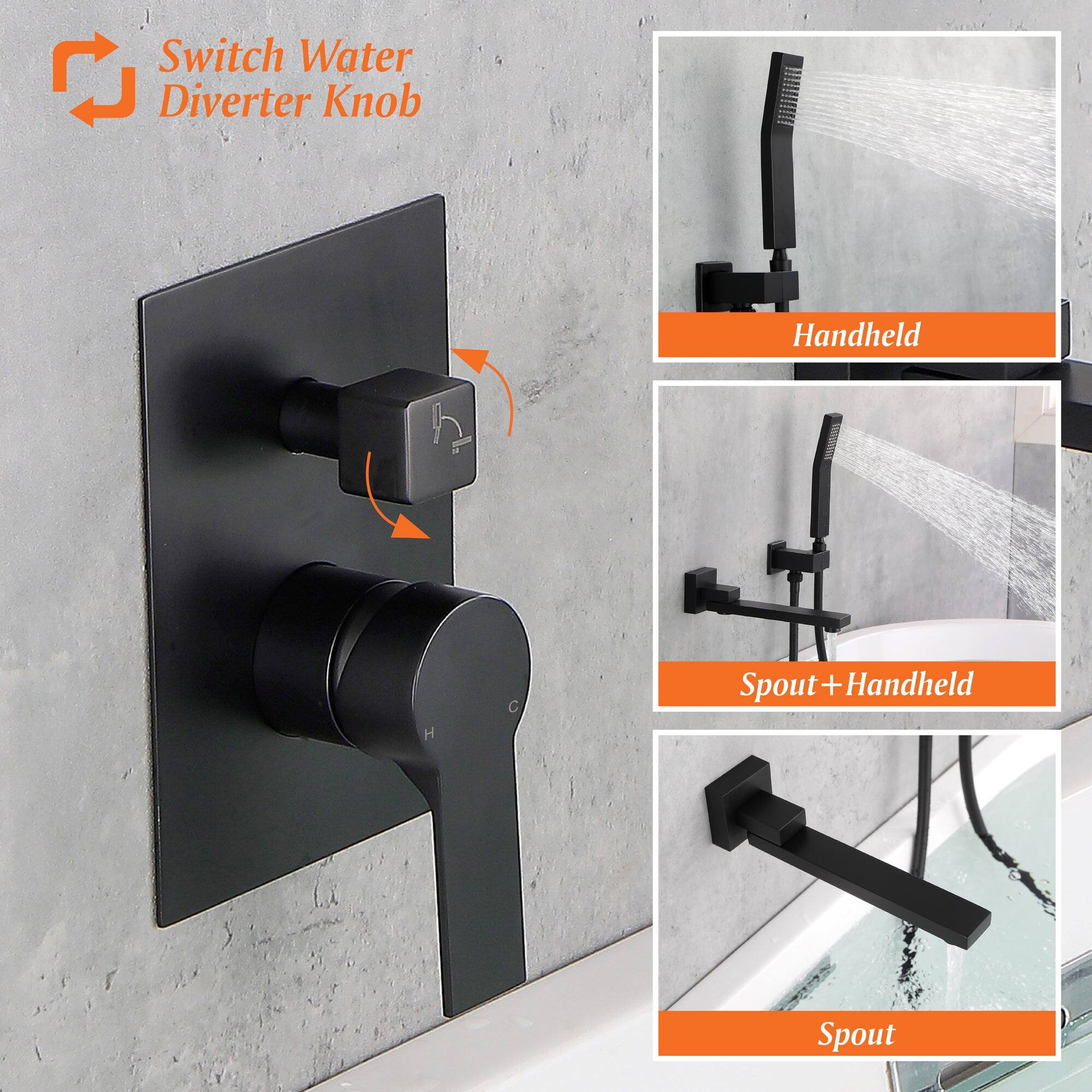 Switch Water Diverter Knob

- Handheld
- Spout + Handheld
- Spout