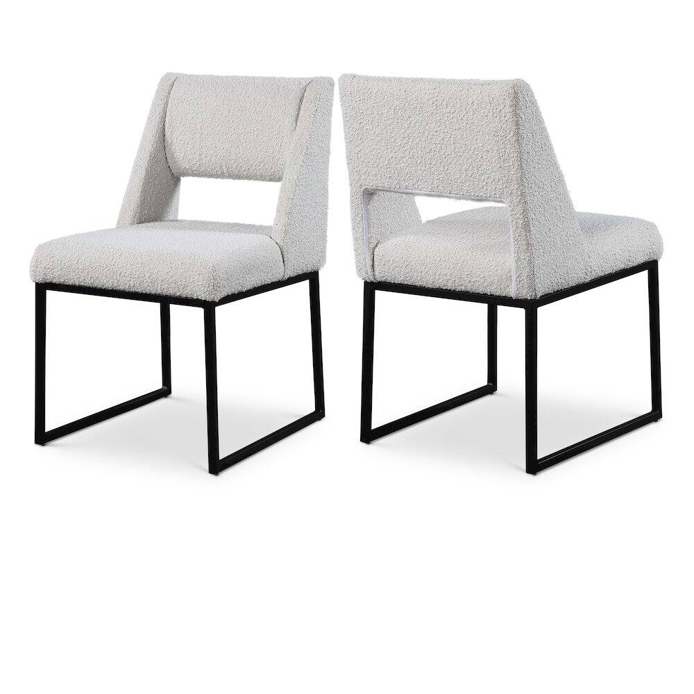 Meridian Furniture - Jayce Cream Boucle Fabric Dining Chair, Set of 2 - Beige