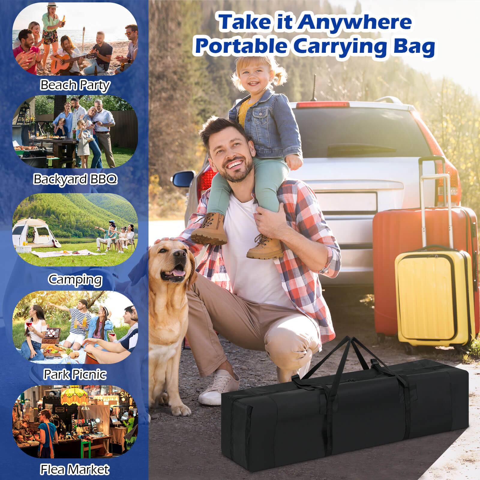 Take it Anywhere Portable Carrying Bag

- Beach Party
- Backyard BBQ
- Camping
- Park Picnic
- Flea Market