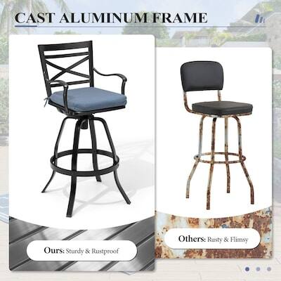 CAST ALUMINUM FRAME

Ours: Sturdy & Rustproof

Others: Rusty & Flimsy