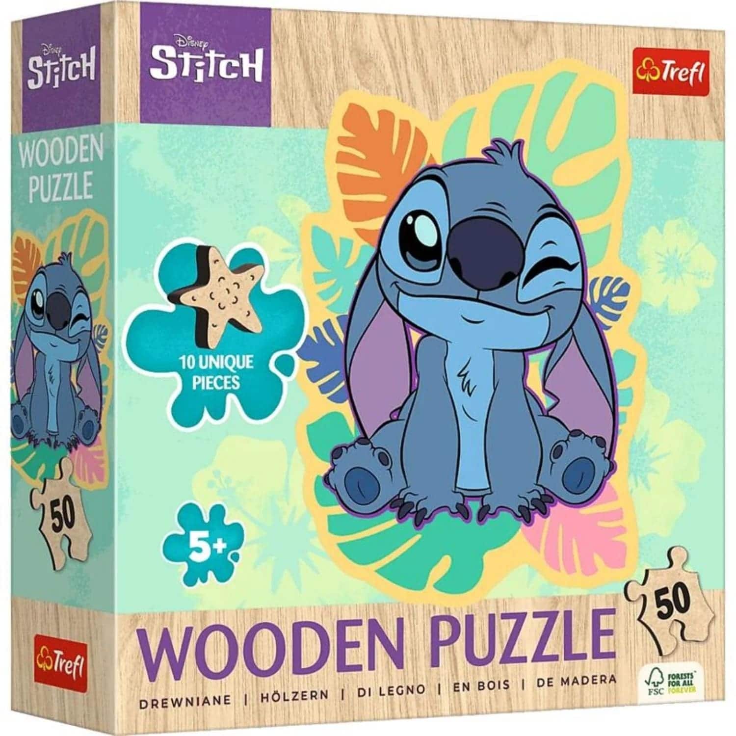 "Trefl - Kids Wood 50 Piece Wooden Contour Puzzle"" - Happy Stitch / Disney Lilo&Stitch" price history on PriceWatchPro