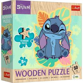 Trefl - Kids Wood 50 Piece Wooden Contour Puzzle" - Happy Stitch / Disney Lilo&Stitch