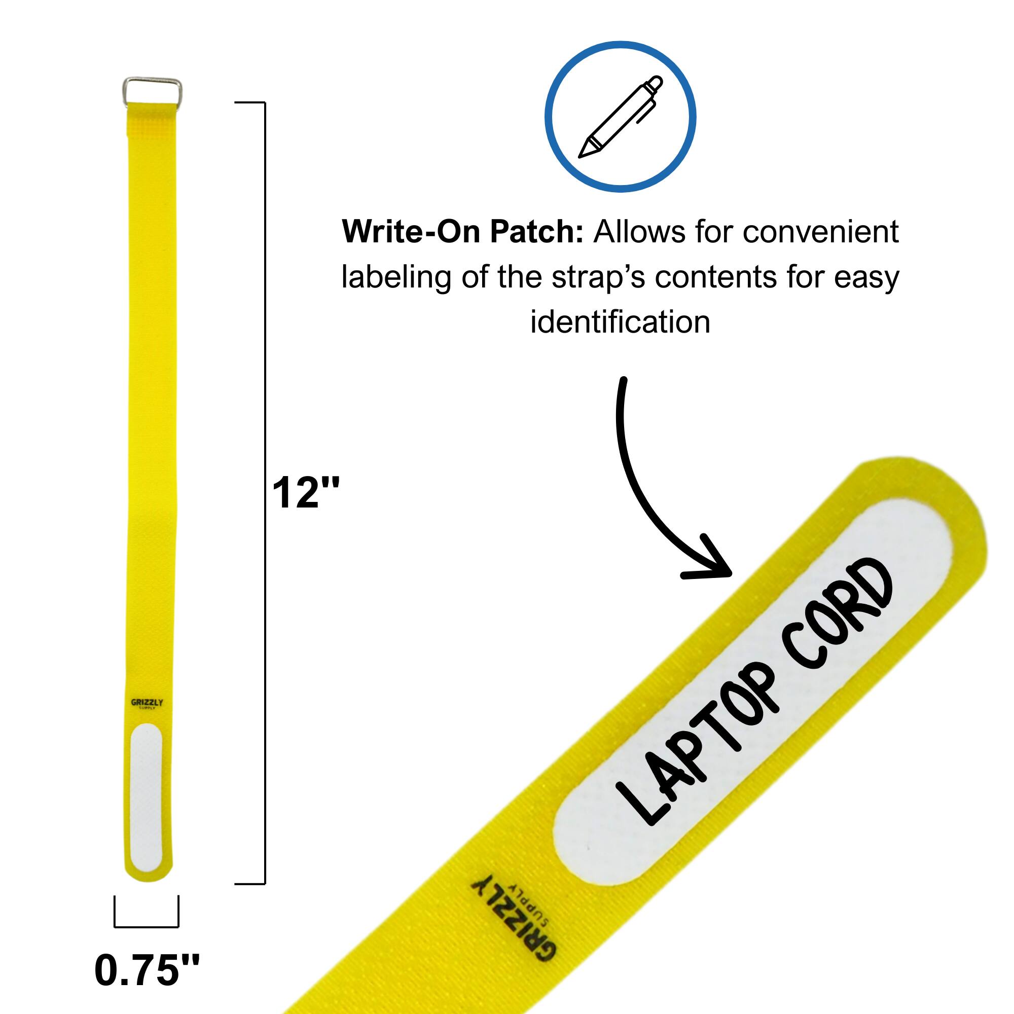 Write-On Patch: Allows for convenient labeling of the strap's contents for easy identification

12" CORD LAPTOP GRIZZLY SUPPLY

0.75"