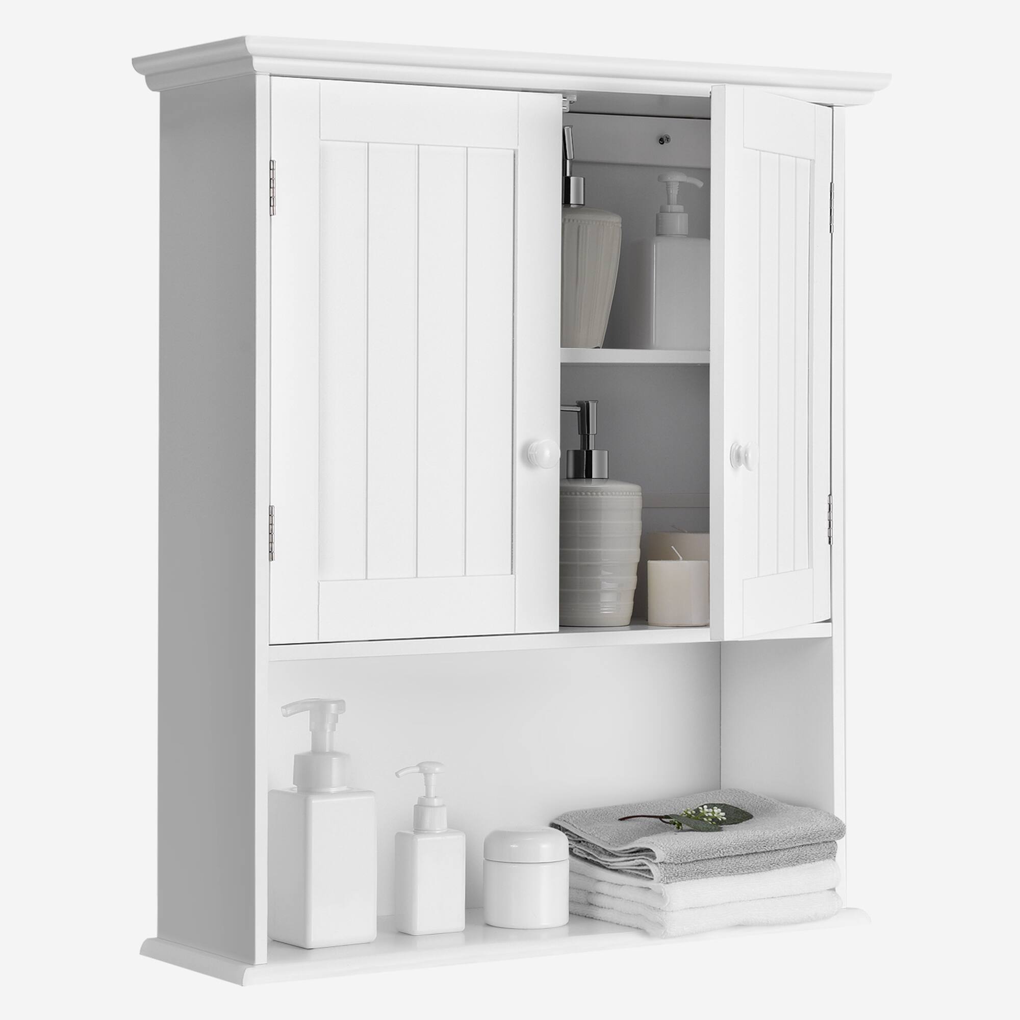 Alt View 9. Costway - Costway Wall Mount Bathroom Cabinet Storage Organizer Medicine Cabinet with 2-Doors  White - White.