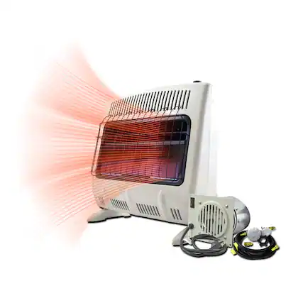 Front. Mr. Heater - Mr. Heater 30,000 BTU Unvented Propane Heater with Built In Blower and 12ft Hose - White.