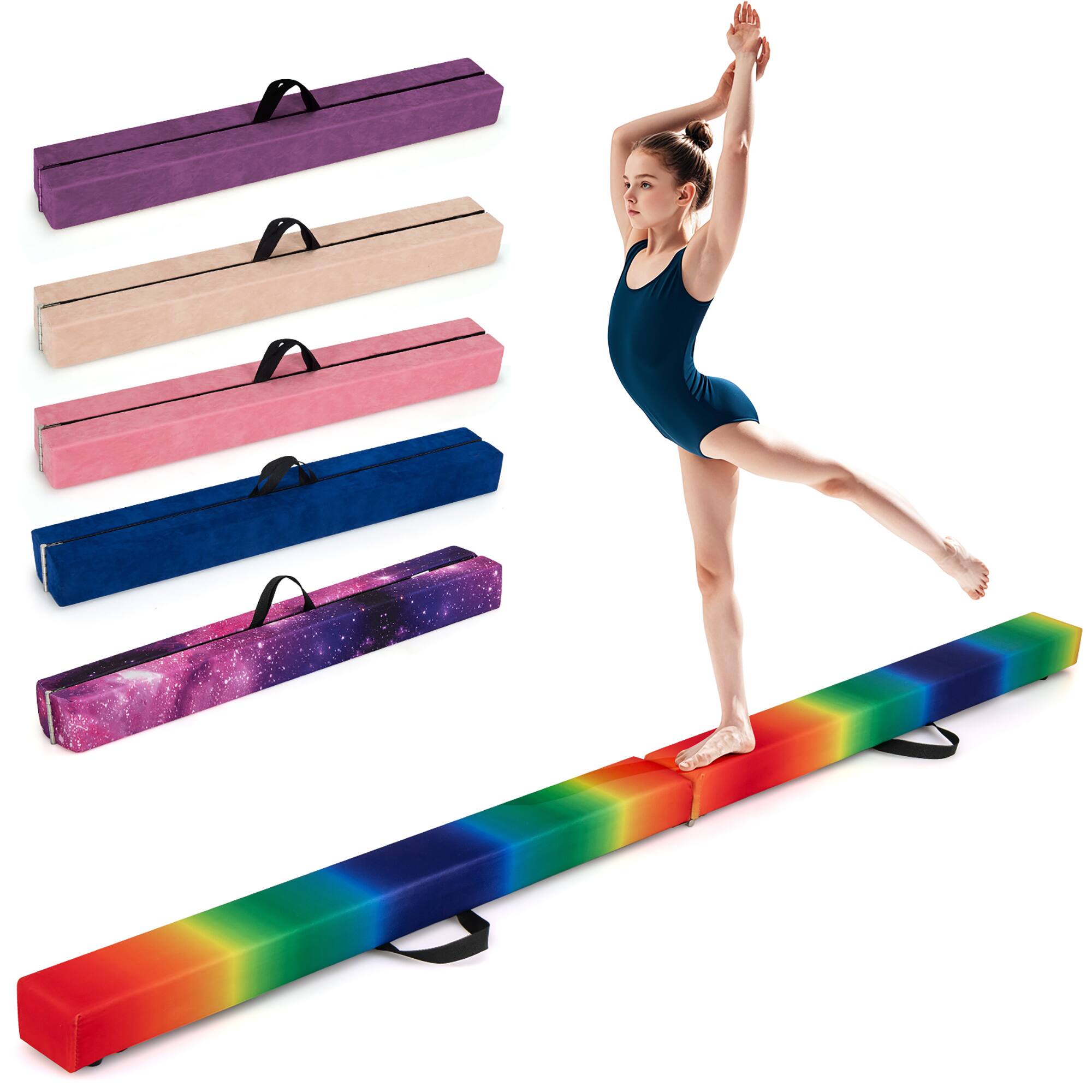 Alt View 9. Gymax - Gymax 7FT Folding Gymnastic Beam Portable Floor Balance Beam w/Handles for Gymnasts - Rainbow.
