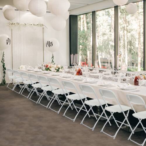 Alt View 9. Winado - 6PCS Portable Plastic Folding Chairs, Stackable Seat with Steel Frame for Indoor Outdoor Wedding Party Picnic Dining - White.