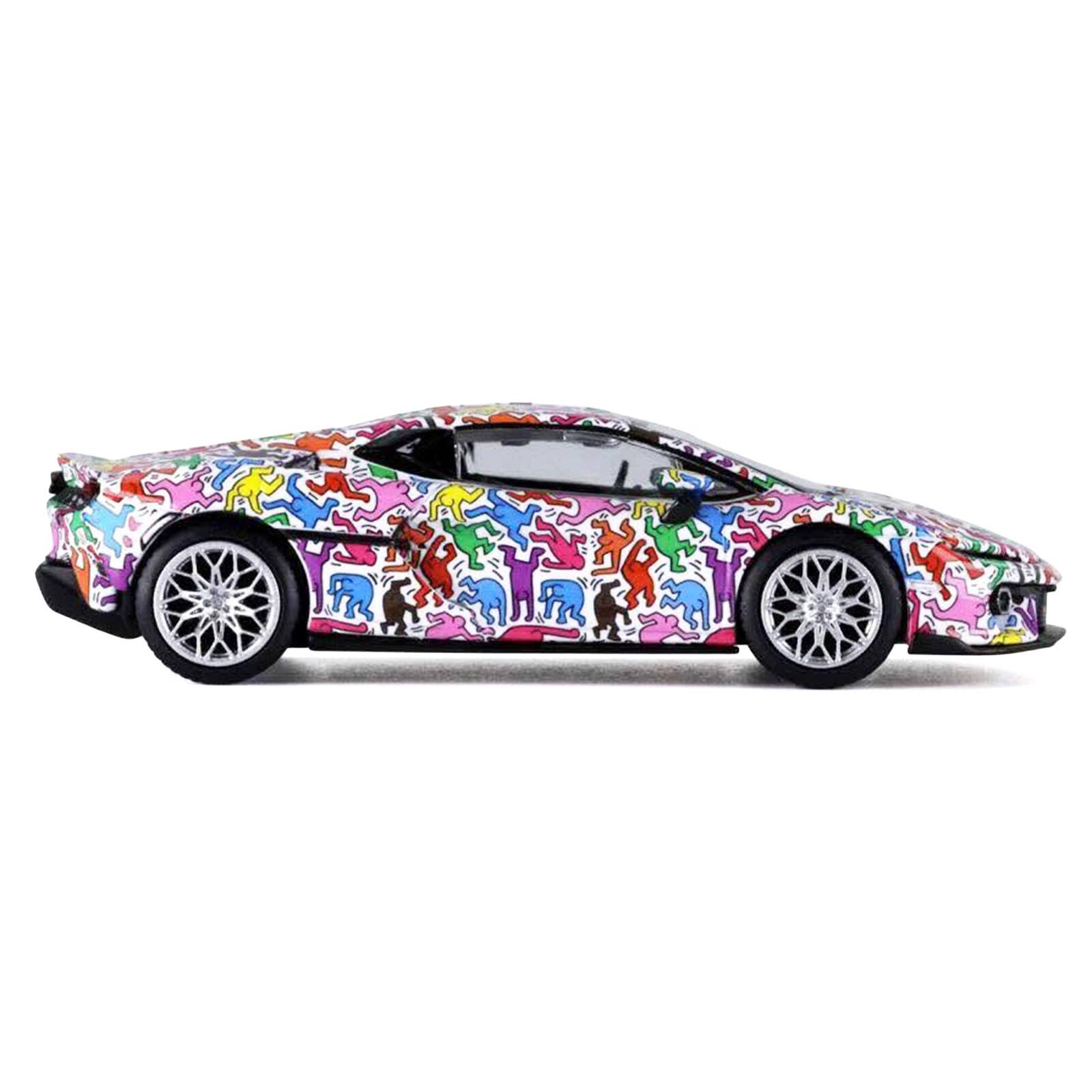 Alt View 2. Trends Hobby - Lamborghini Temerario "Keith Haring Livery" White with Graphics 1/64 Diecast Model car by Trends Hobby.