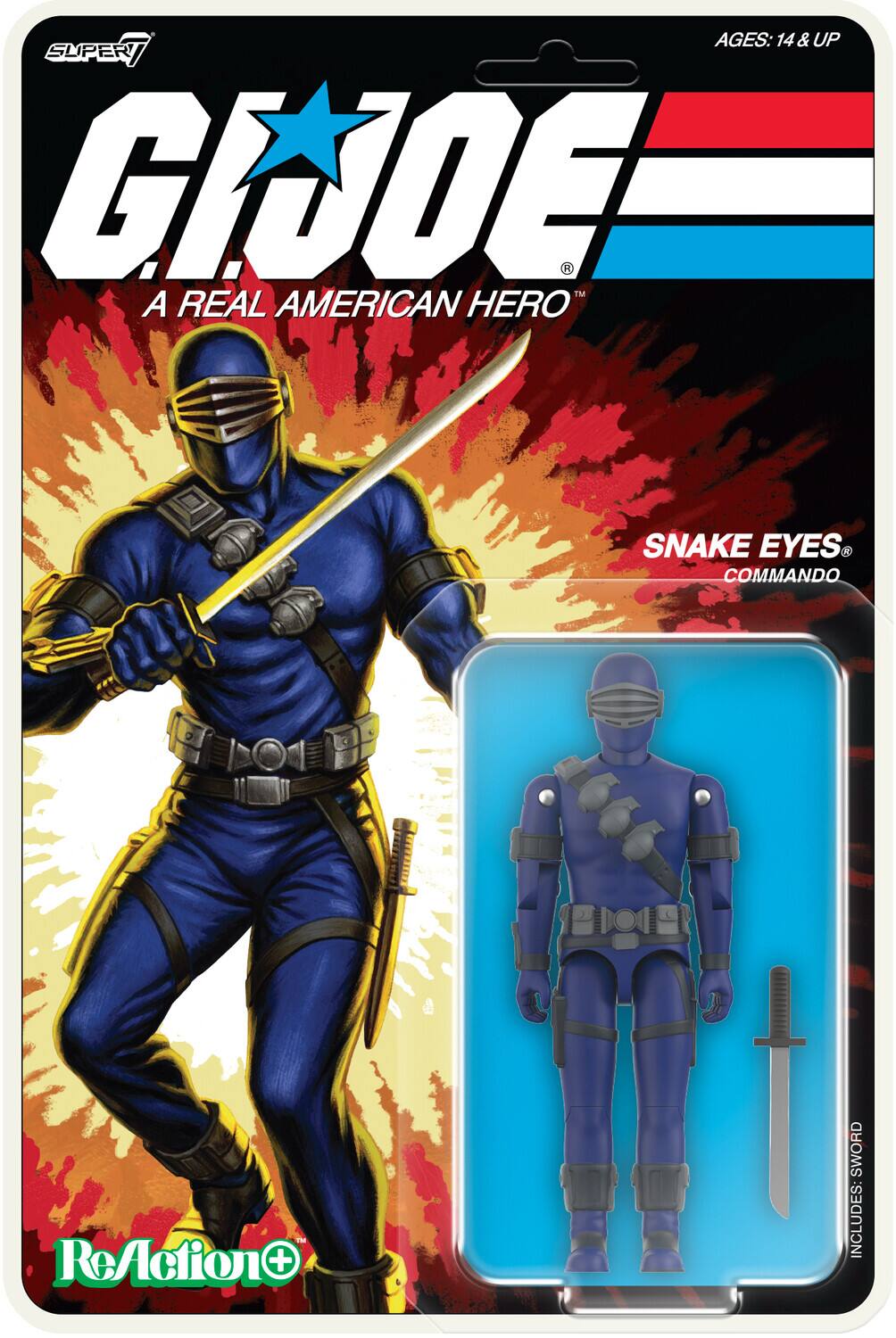 Super7 - G.I. Joe - ReAction+ Wv03 (Cartoon) - Snake Eyes (Cartoon) - Collectibles - Multicolor