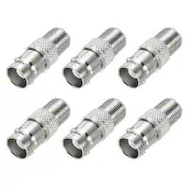 Unique Bargains - 6pcs Coaxial F Female to BNC Female Adapter, 75 Ohm Nickel Plated, 27x10.5mm for CCTV Camera & Gaming Console Durable - Silver