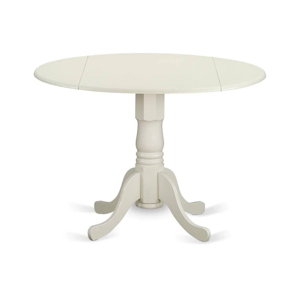 Angle. East West Furniture - Dining Room Set Linen White - Brown.
