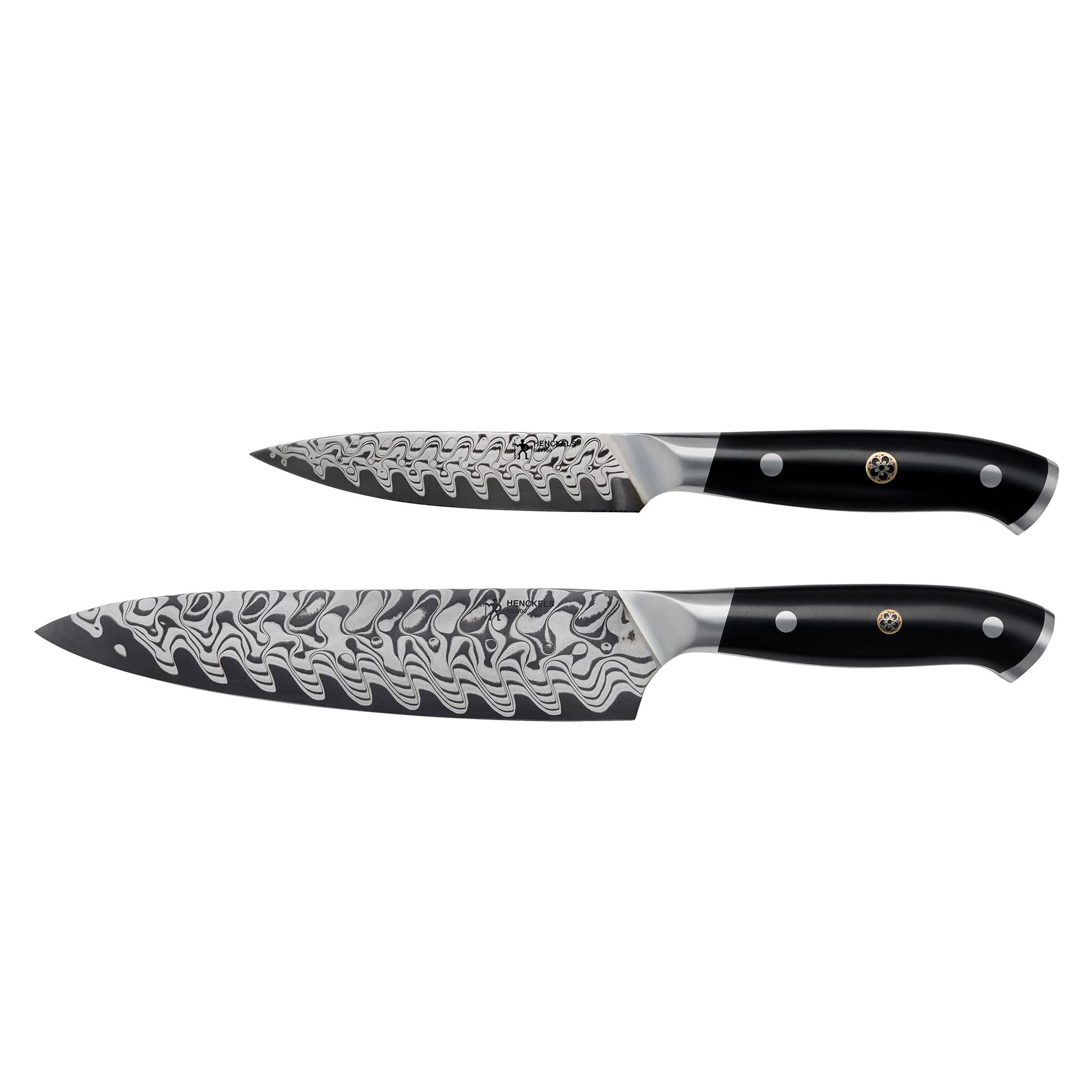 Henckels - Compass Damascus 2-pc Chef's Knife Set - Black