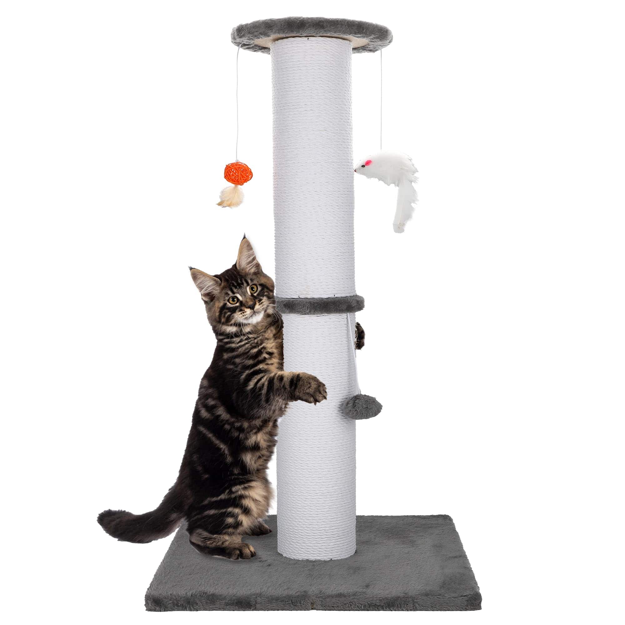 Hirose Alice - Cat Heavy Duty Scratch Handmade Cotton Rope With Hanging Toys For Ultimate Fun - Gray