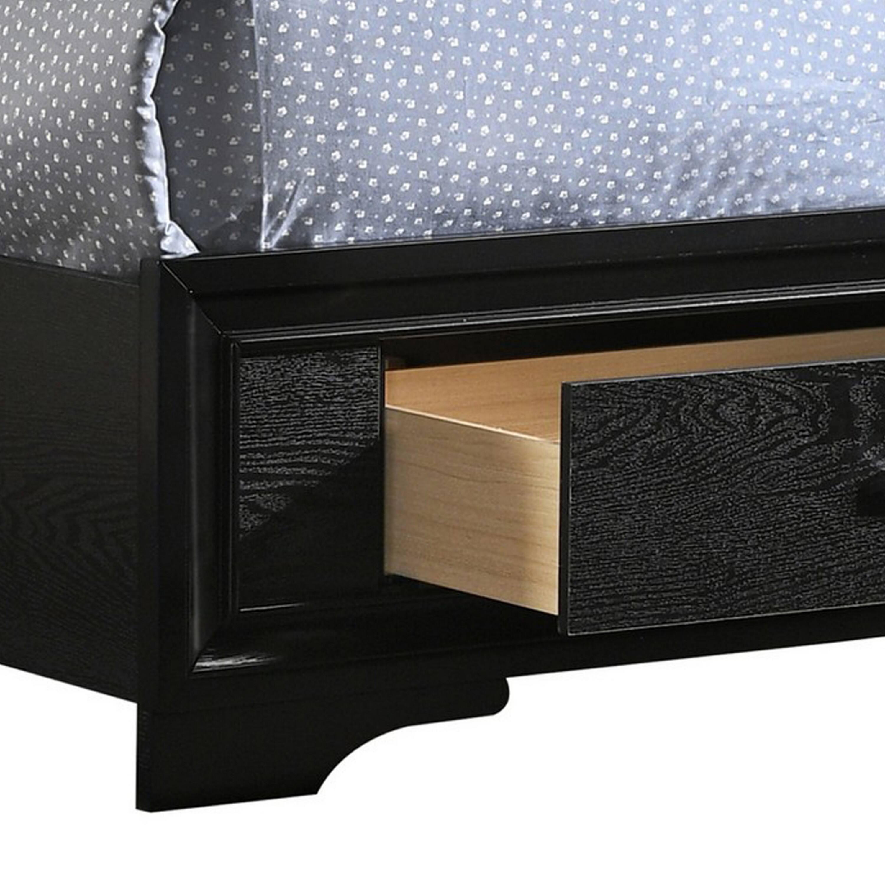 Alt View 3. Manhattan Lane - Vino Twin Size Panel Bed with 2 Storage Drawers, Acrylic Glitter - Black, Silver.