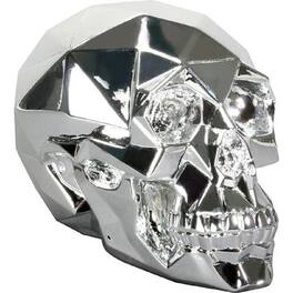 Pacific Trading - Chrome Polygon Shaped Skull Figurine Skeleton Halloween Decoration 8.5 x 6.5 inch - Silver