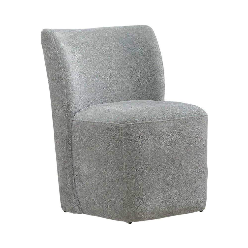 Front. Liberty Furniture Industries - Accent Dining Chair with Castors - Rounded Back - Sapphire Upholstry - Grey.