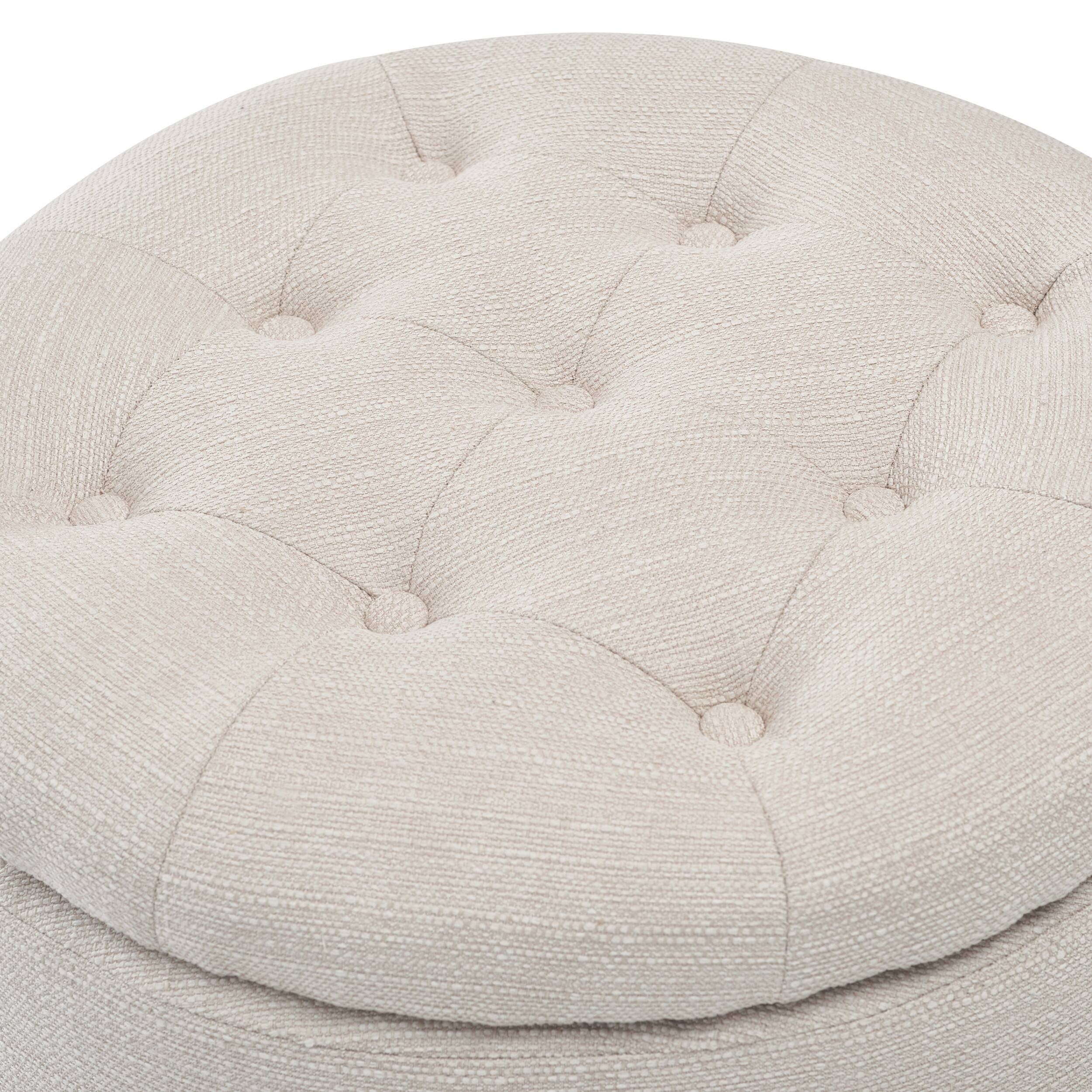 Alt View 11. Click Decor - Bennett Round Storage Ottoman - Ivory.