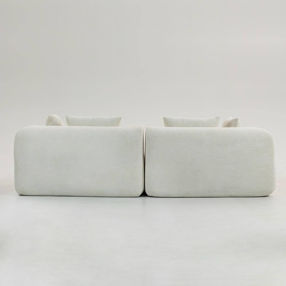 Back. Kadyn - 96" Full-Foam Modular Sectional Sofa, 2-Piece Boucle Cloud Couch, Compressed Shipping - White.