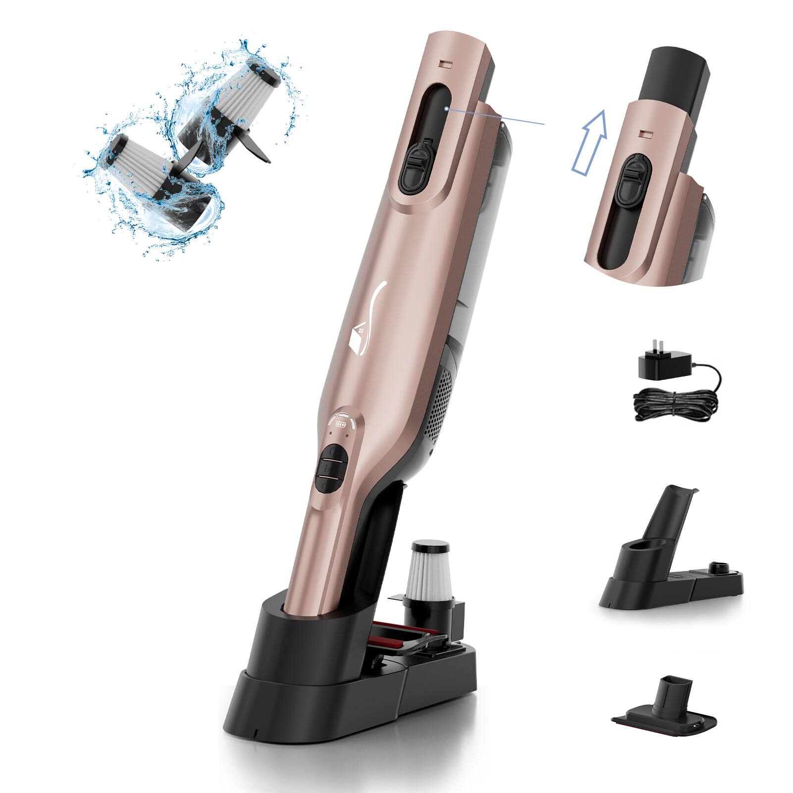AYONTIN - Cordless Handheld Vacuum, Lightweight Portable Hand Vacuum Cleaner with LED Light,Rechargeable Hand Held Vacuum