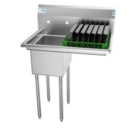 Koolmore - 31 in. One Compartment Sink with Drainboard, Bowl Size 12" x 16" x 10" SA121610-16R3 - Stainless Steel