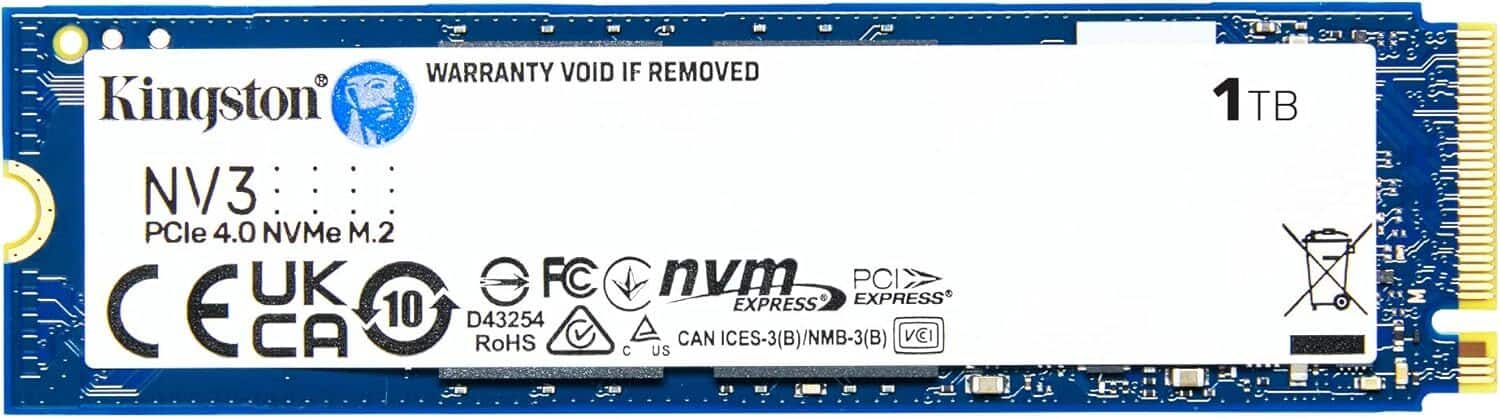 Kingston NV3 M.2 2280 1TB PCIe 4.0 x4 NVMe Internal Solid State