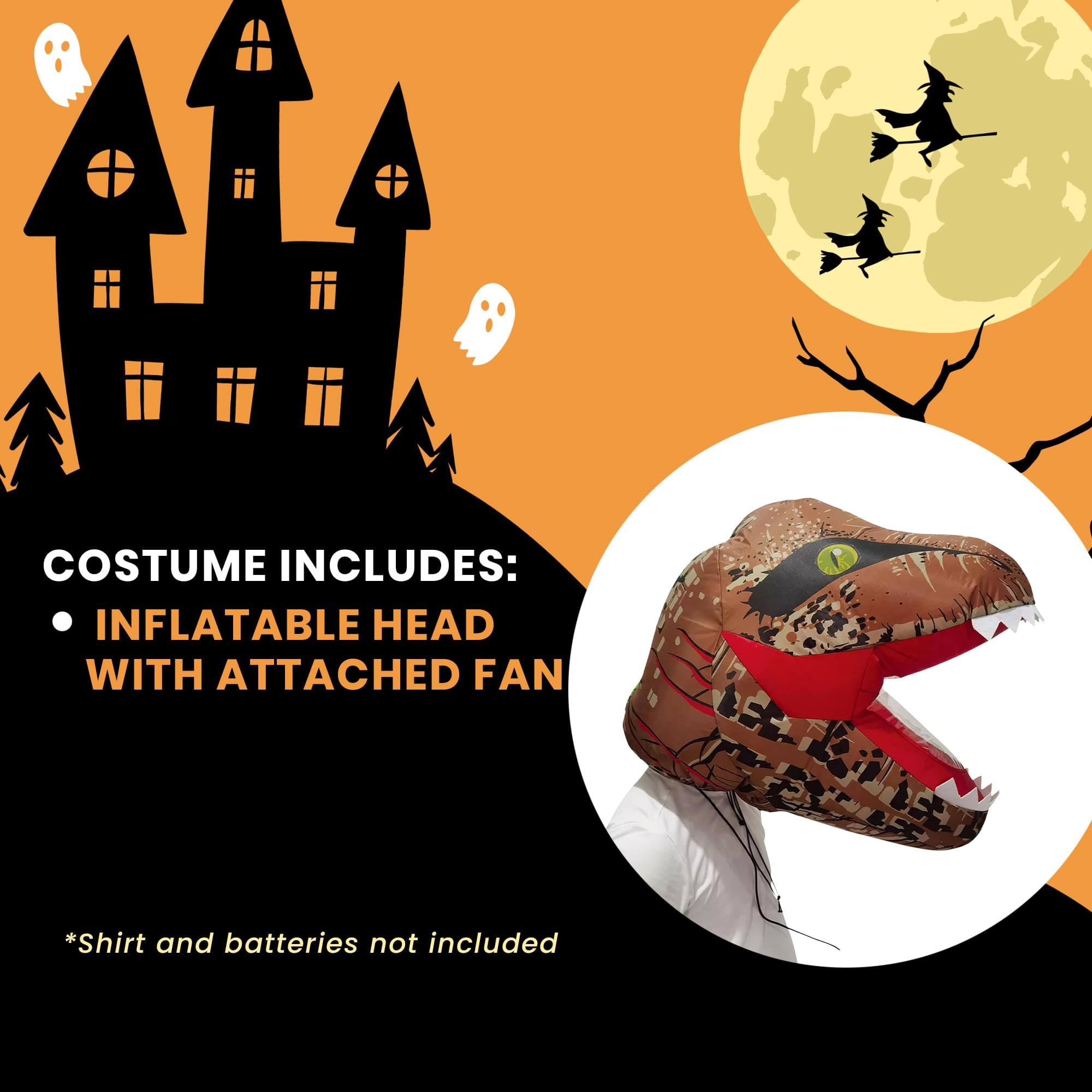 COSTUME INCLUDES: INFLATABLE HEAD WITH ATTACHED FAN

*Shirt and batteries not included