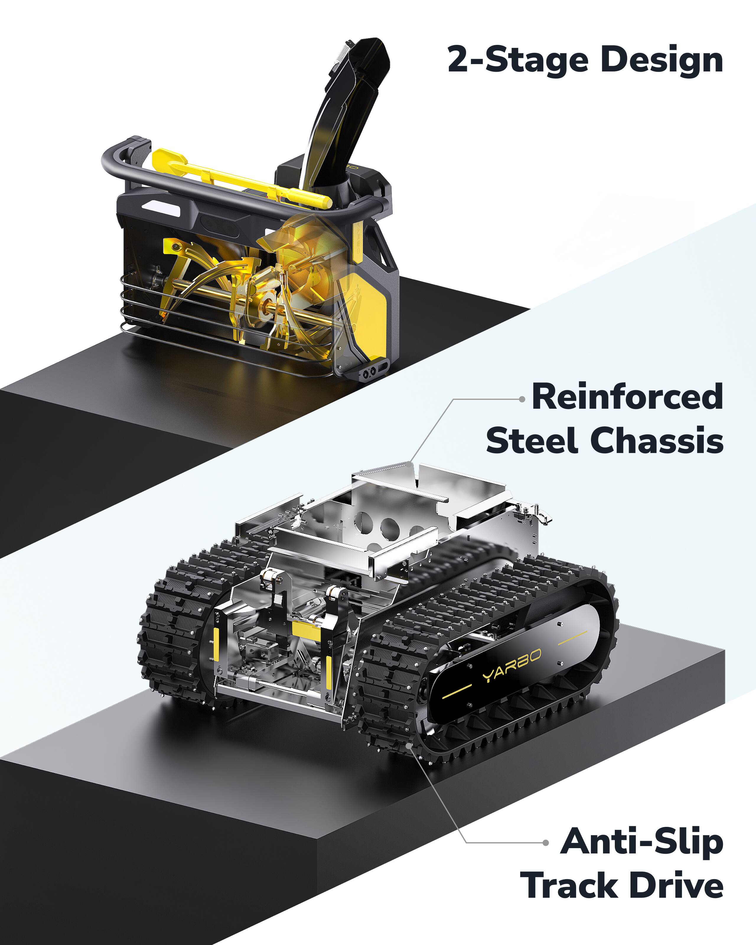2-Stage Design  
Reinforced Steel Chassis  
Anti-Slip Track Drive