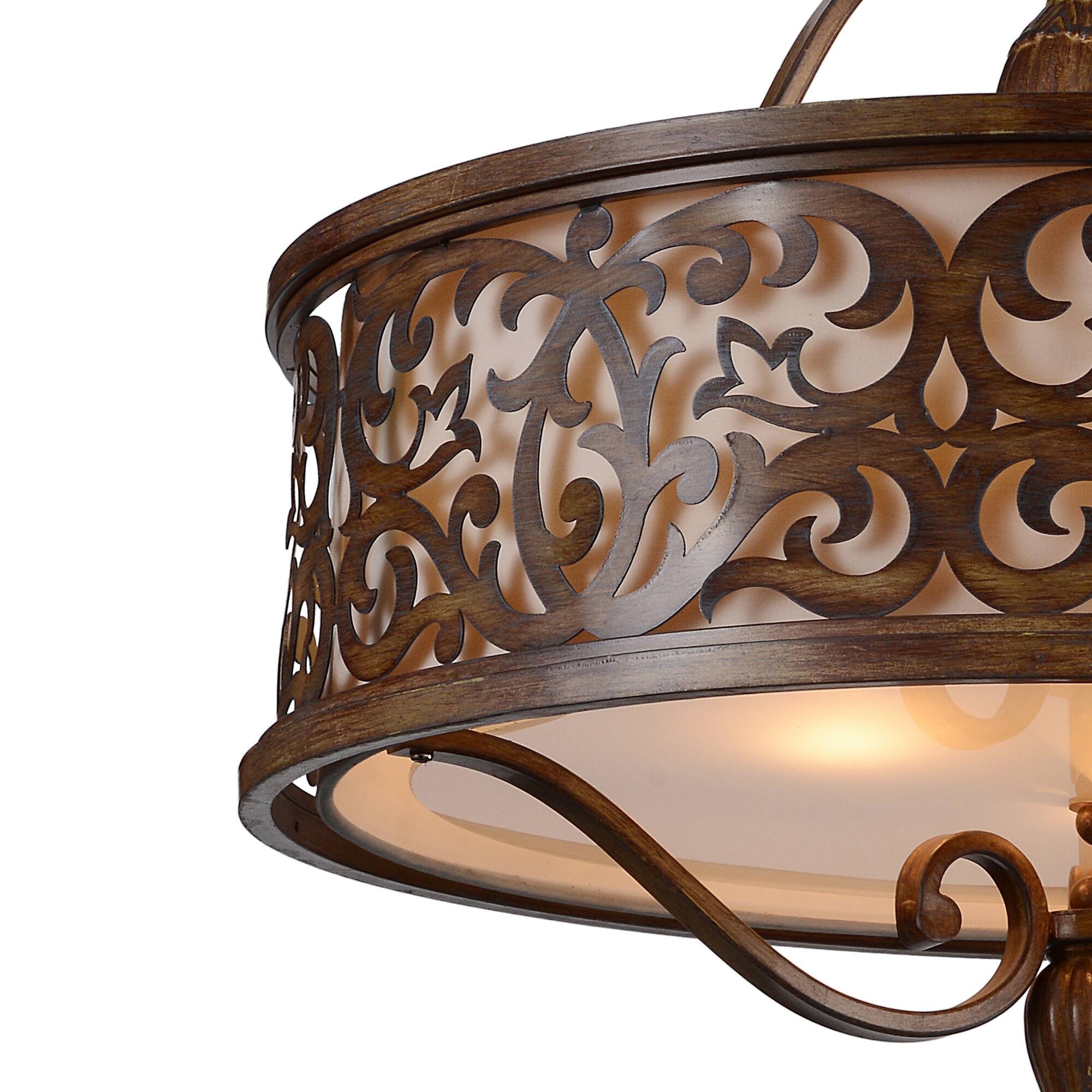 Back. CWI Lighting - Nicole 5 Light Drum Shade Chandelier With Brushed Chocolate Finish - Brushed Chocolate.