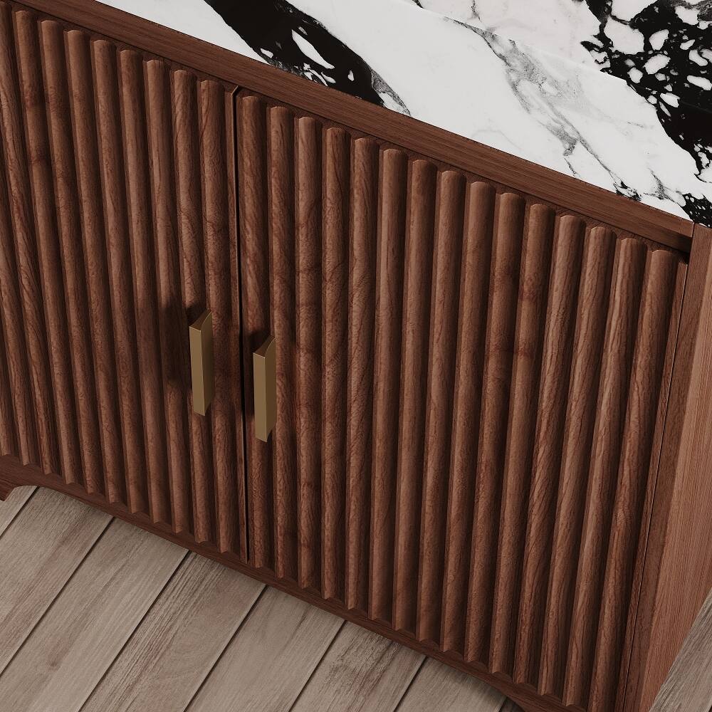 Alt View 9. Loheer - Loheer 30 inch freestanding bathroom vanity Walnut Plywood Cabinet Sintered Stone Top - Walnut, White.