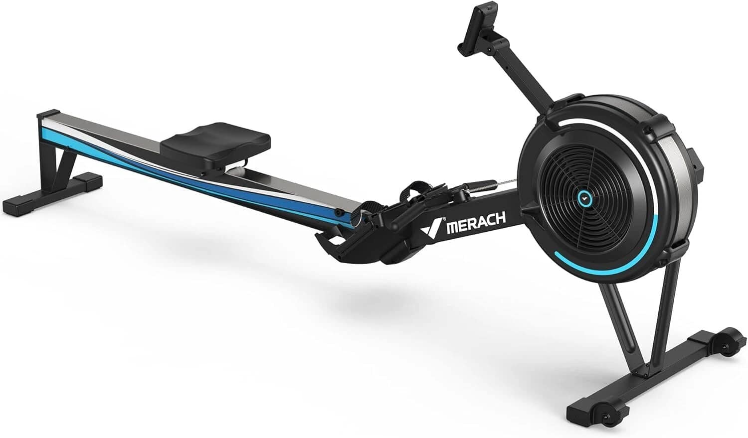 MERACH - R50 Air Rowing Machine, Air Resistance & Magnetic, Ergonomic Seat, 350LBS, Performance Monitor, Device Holder - Black