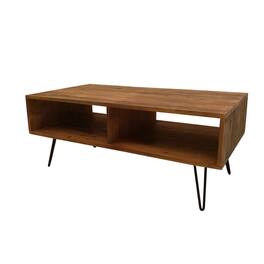 Manhattan Lane - 42 Inch Modern Cocktail Coffee Table with Open Compartments, Wood Top - Brown, Black
