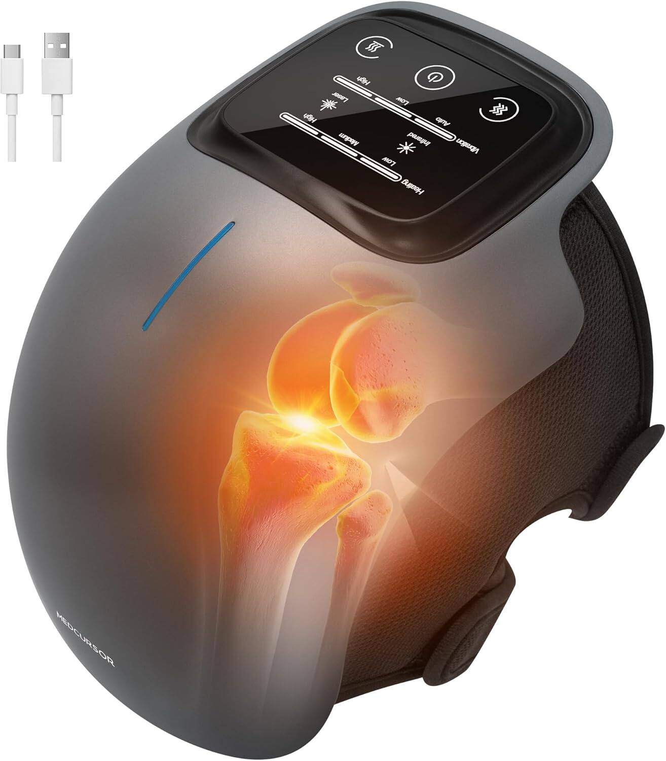 Medcursor - Cordless Knee Massager with Heat - Gray