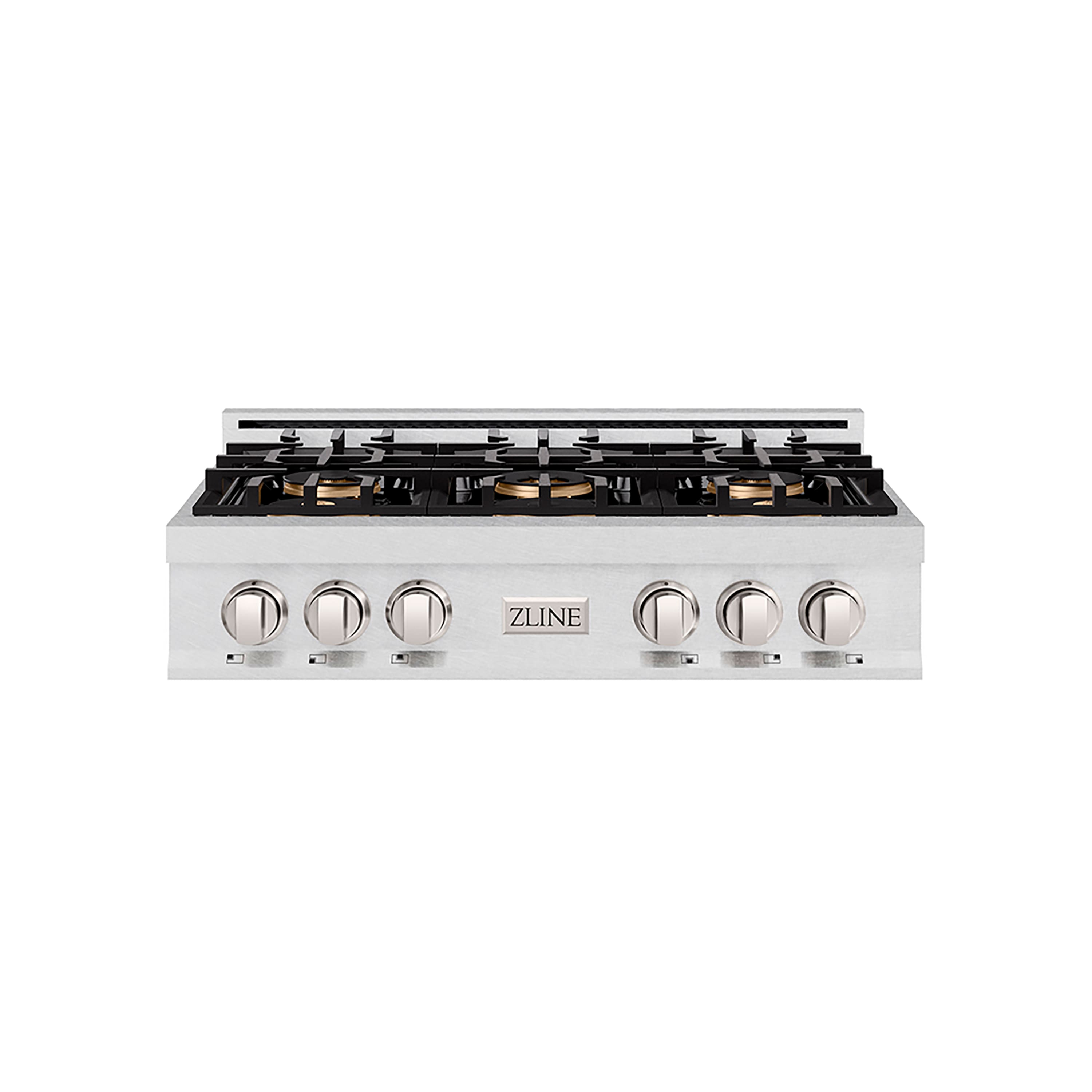 ZLINE - 36 in. Classic Gas Rangetop with 6 Burner DuoPro Cooktop (PCRTS-36) - Satin Stainless Steel - Front_Zoom