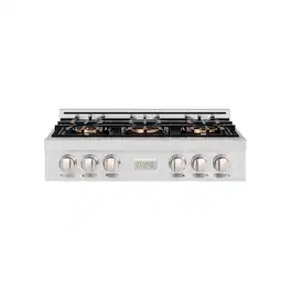 ZLINE - 36 in. Classic Gas Rangetop with 6 Burner DuoPro Cooktop (PCRTS-36) - Satin Stainless Steel